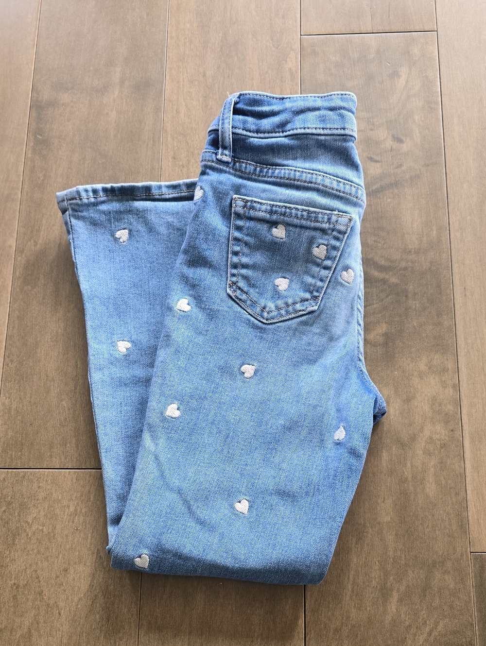 GAP Light Blue Denim Jeans with White Heart Embroidery